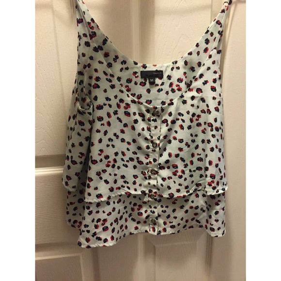 Pale blue floral tank top