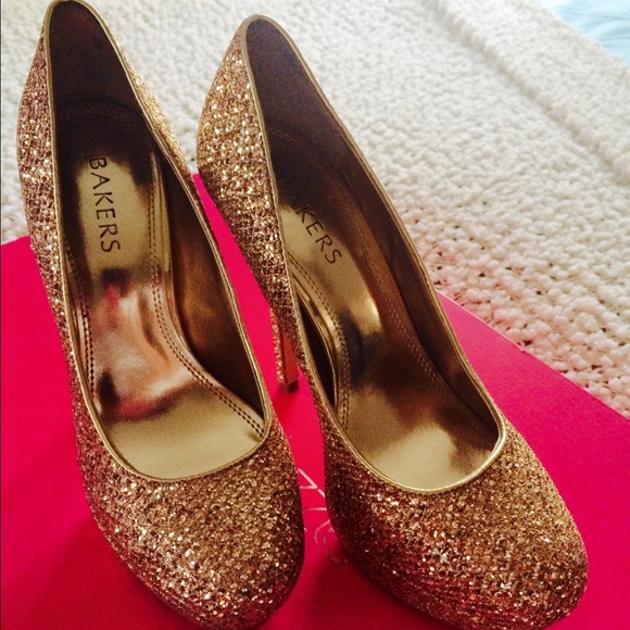 Bakers Gold Glitter High Heel Pump