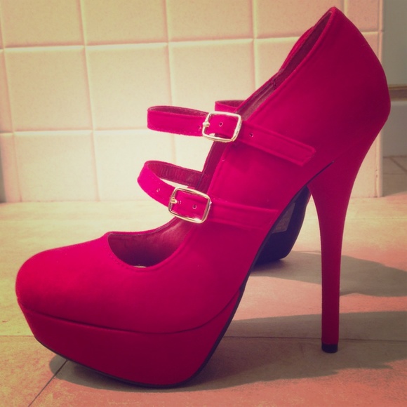 Vibrant Red Strappy Heels