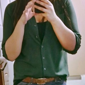 ❤Dark green high low blouse❤