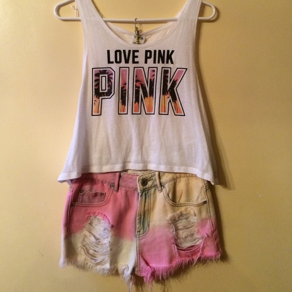 PINK! TANKTOP+SHORTS OUTFIT! - Picture 1 of 1