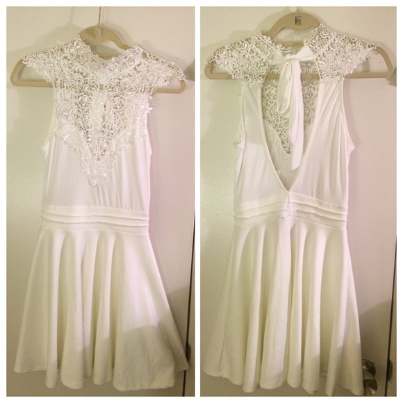 Nastygal high collar lace keyhole dress