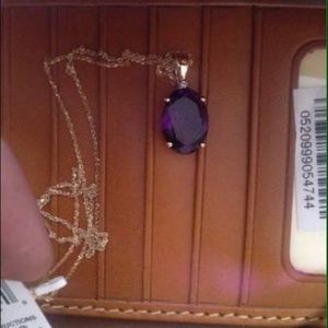 new Amethyst (5c t.w)diamond pendant in 14K gold