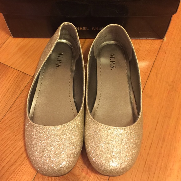 Gold glitter flats