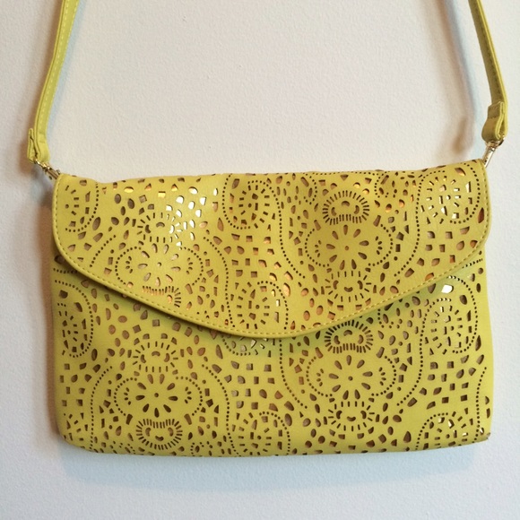Steve Madden Handbags - Neon Yellow Envelope Purse with Cutouts