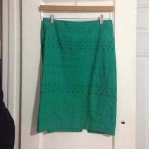 Green lace pencil skirt