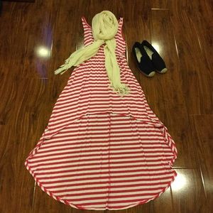 Hi Low Pink Striped Dress
