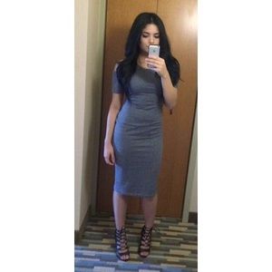 Grey Cut-Out Pencil Dress