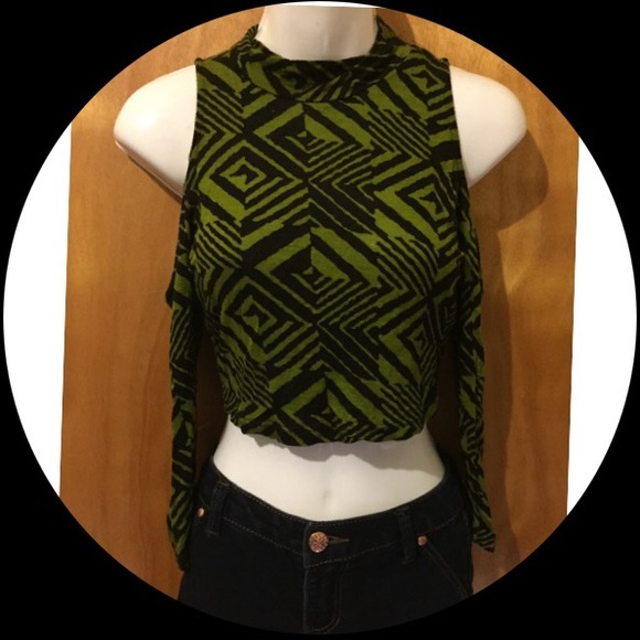 NWOT black and green sexy crop top