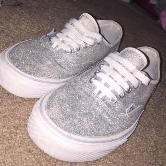 Silver sparkly Vans women's size 8.5