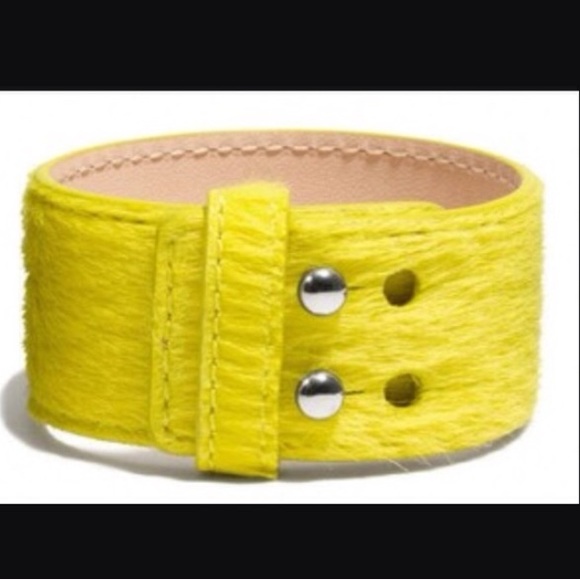 Coach Neon Yellow Calfskin Bracelet Cuff - Picture 1 of 3