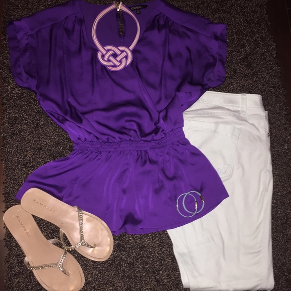 ❌❌SOLD❌❌express peplum purple silk blouse.
