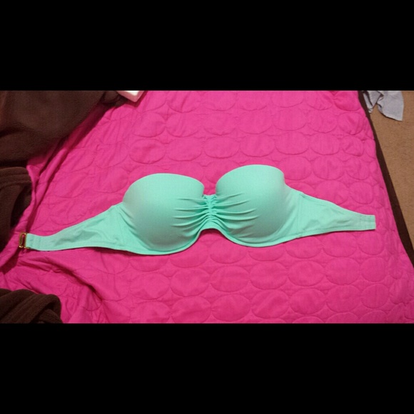 Turquoise strapless swim!