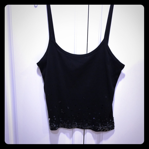 Black dressy cami with sequined bottom