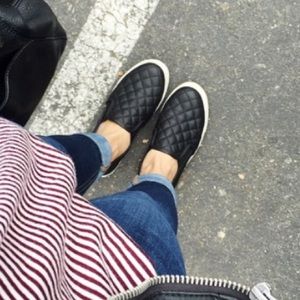 Quilted leather slip ons