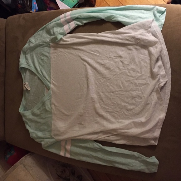 Mint green and white top