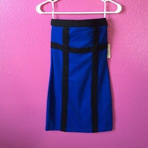 Blue tube top dress with black stripes size small