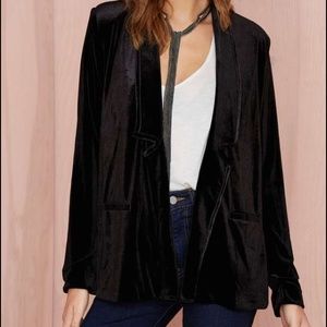 NastyGal black velvet blazer Size S