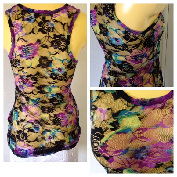 Multi-Color Flower Print Tank Top - Picture 2 of 3