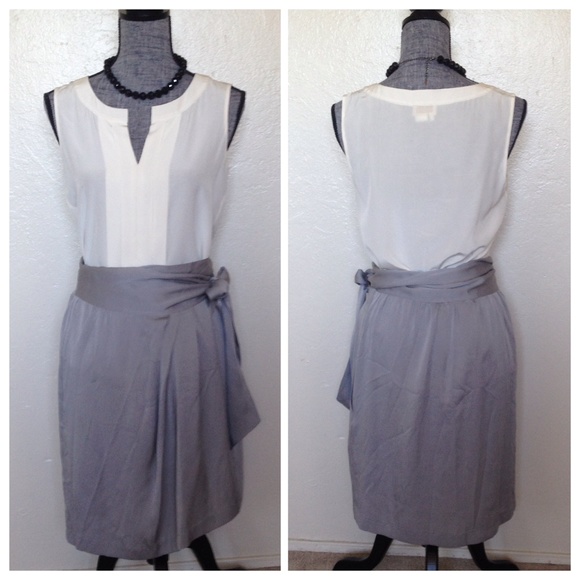 DVF Grey Silk Wrap Skirt - Picture 2 of 4