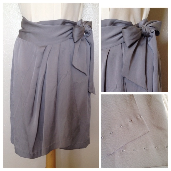 DVF Grey Silk Wrap Skirt - Picture 3 of 4
