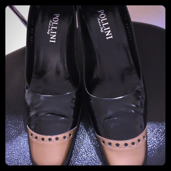 Pollini leather black and nude