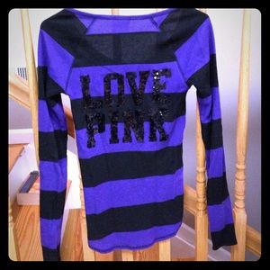 VS PINK - purple & black - bling 1/2 button down💗