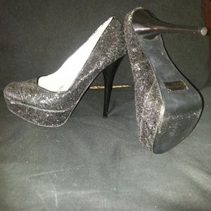 Womens Qupid Onyx Round Toe Stilletos