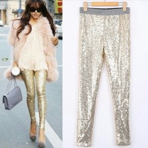 Gold sequin leggings