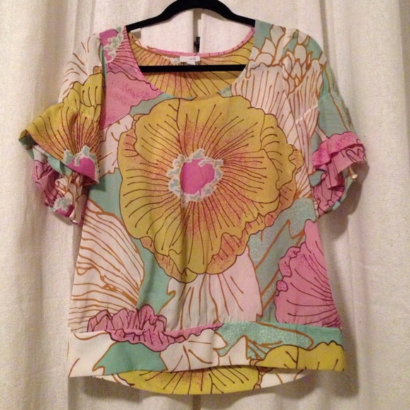 WORN ONCE!  Silk Anthropologie Odille Floral Top!