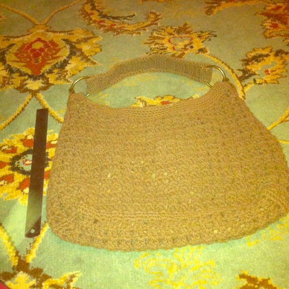 Brown crochet yarn tote bag