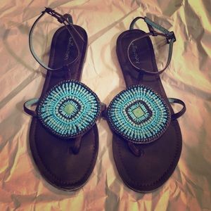 Teal and Browns sandals 🌸
