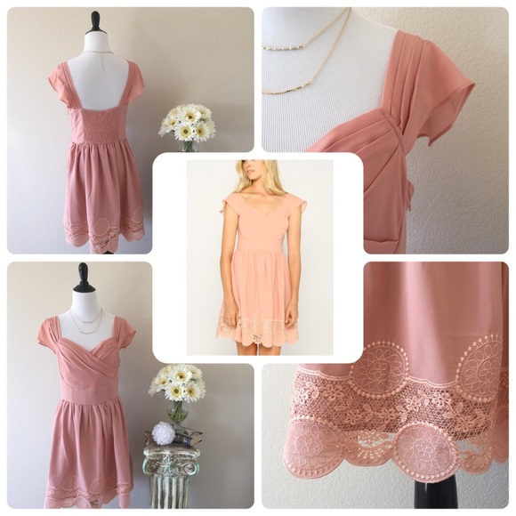Beautiful blush dress with lace bottom by Soieblu