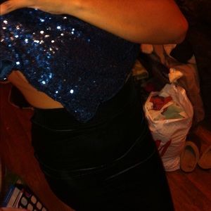 SEQUINED Blue CROPPED top