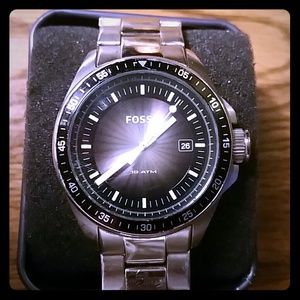 Mens fossil stainless steel Decker