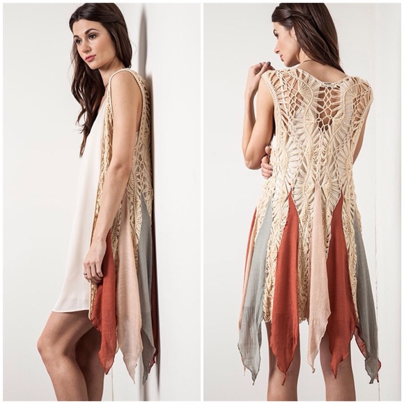Bare Anthology Jackets & Blazers - "Cirque" Crochet Ruffle Long Vest