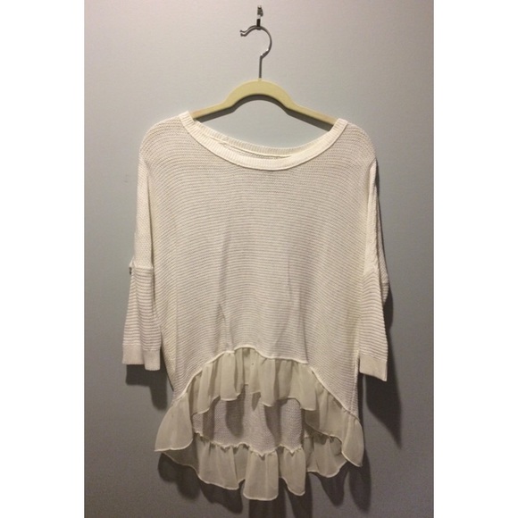 White Sweater with Clear Trim