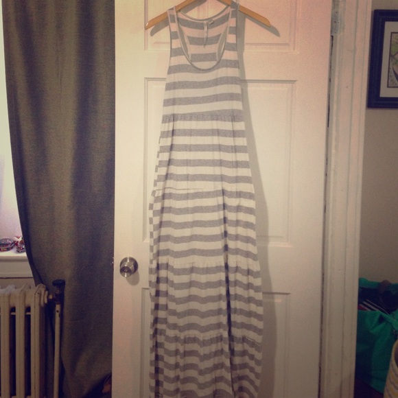 Grey and white striped maxi