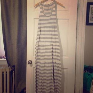 Grey and white striped maxi