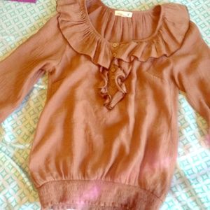 Chocolate Colored Ruffled Blouse