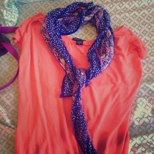 Blue and pink paisley scarf