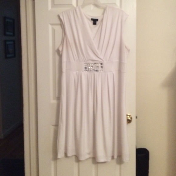 White dress with rhinestone detail