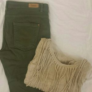 Olive green skinny jeans