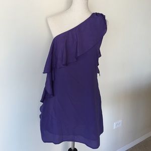One shoulder purple dress