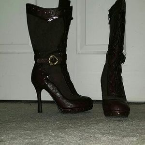 SALE!!!! Brown 4 1/2" heel Steampunk Granny Boot.
