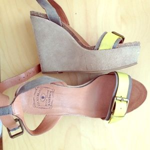 Lucky brand platform suede sandals.