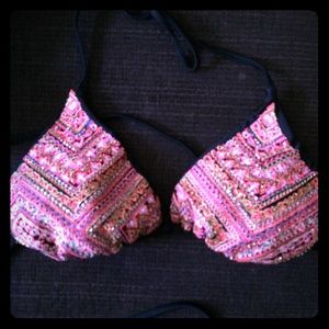 Beaded triangle bikini top NWT