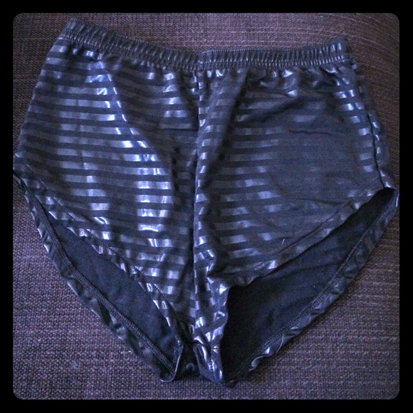 American Apparel blk stripe High-Waist swim bottom