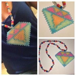 Diamond Glow-In-The-Dark Fuse Bead Kandi Necklace