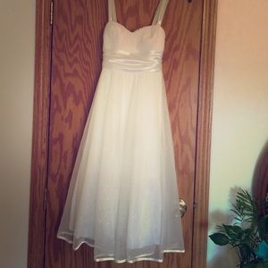 White formal dress with silver sparkles